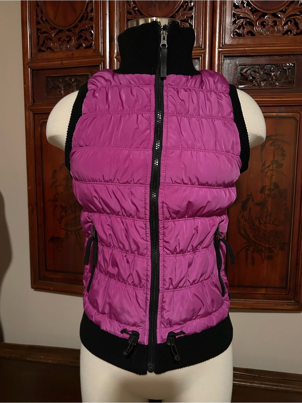 Calvin Klein Quilted Poly Fill Stretchy Vest, Purple, XS